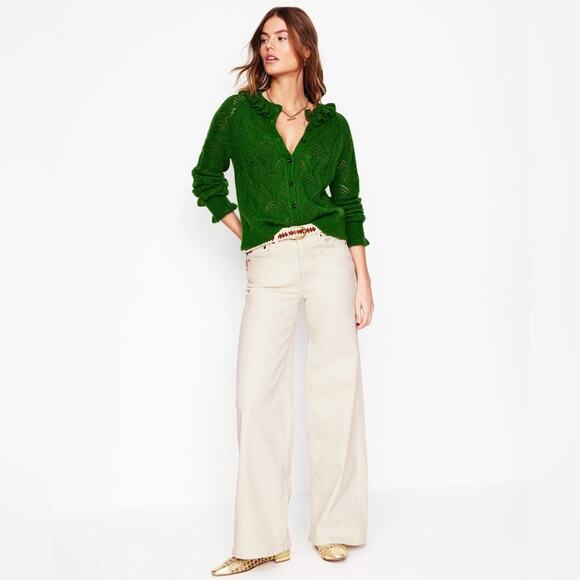 Boden Pants - NWT Boden High Rise Wide Leg Jeans 33 X 30 Ecru Cream Off White